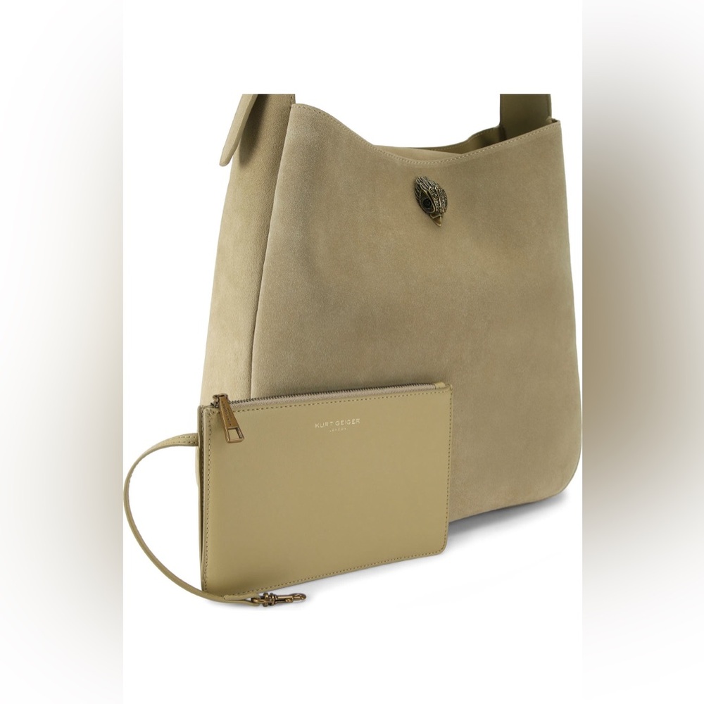 LARGE BOND HOBO BAG - KURT GEIGER LONDON excellent beige suede 💛 - Picture 15 of 16